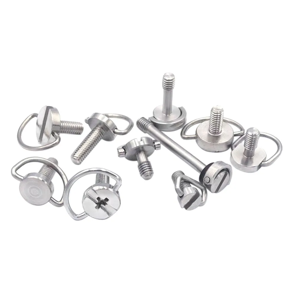 Stainless Steel 1/4 3/8 Inch Metric Flat Head Slotted C ring D ring screw Camera Tripod Monopod Quick Release Screw for Camera