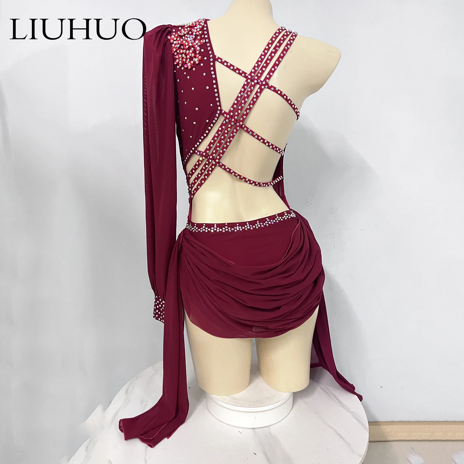 LIUHUO Ballet and Lyrical Dance Costume White Contemporary Dance Dress Costume Sets for Girls and Women