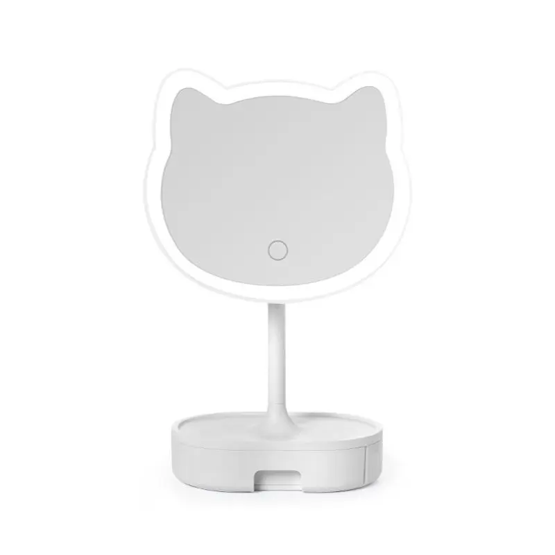 Hot Selling USB Rechargeable LED Desktop Mirror Student Dormitory Girls Electronic Makeup Mirror