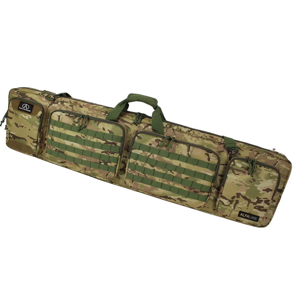 ALFA OEM 51 inch Tactical Double Long Gun Bag Weapons Transportation Case W/Backpack Strap, Lockable Compartment