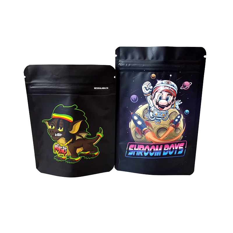 Custom Printed Matte Resealable Zip lock Candy Snacks  Smell Proof Stand Up Pouch 3.5g Plastic Food Packaging 7g Mylar Bag