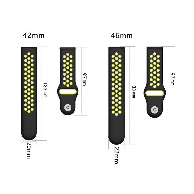 22mm 20mm Silicone Sport Band Strap for Samsung Galaxy Watch 46mm 42mm Smart Bracelet Wristband BANDS Dual Colors Watchband