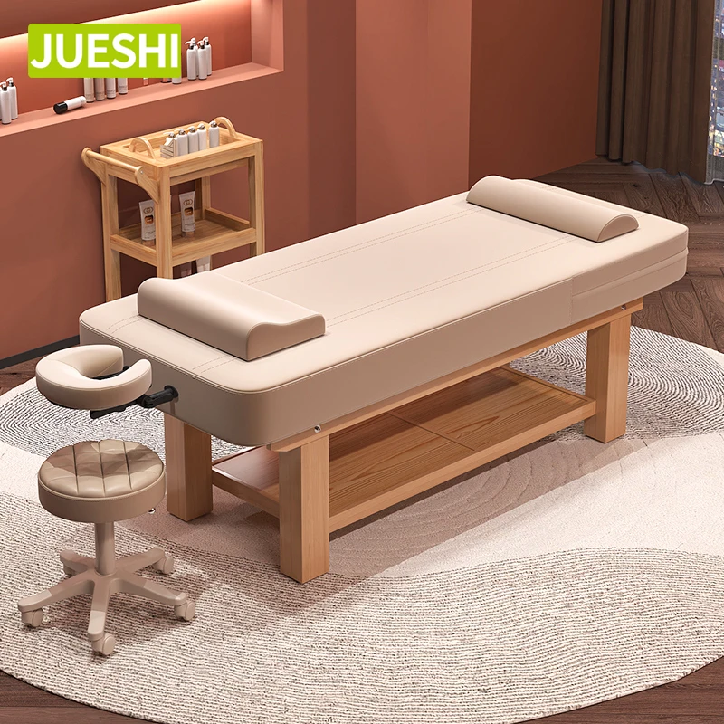 JUESHI, косметический салон, массажная кровать, Прямая поставка, оптовая продажа, переносная массажная кровать, деревянный массажный стол для салона