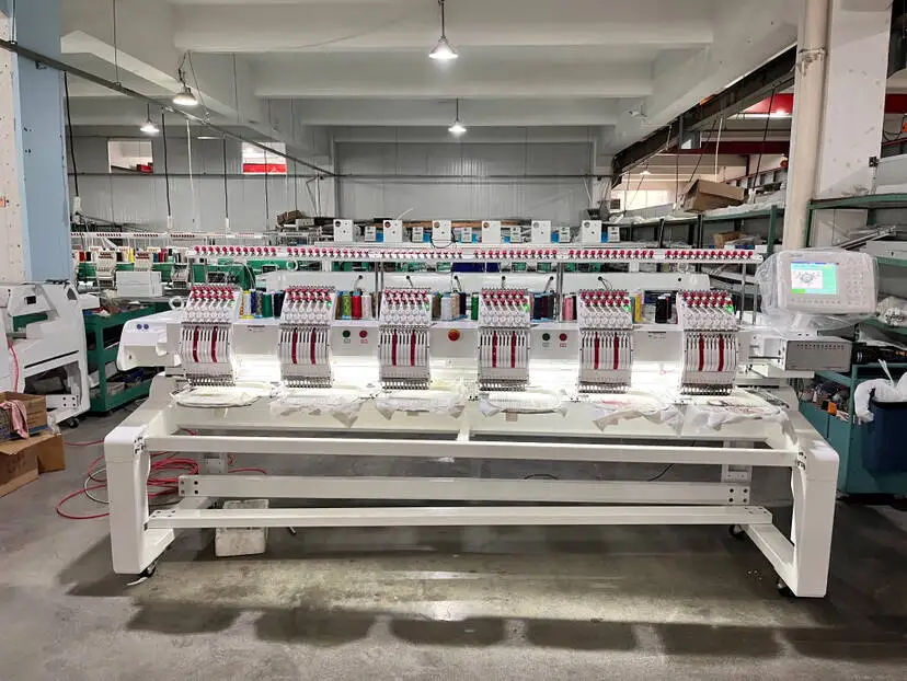 5 years warranty YESHI High Speed 6 Heads tubular cap Flat garment T-shirt Embroidery Machine Stable Performance  Multi Head