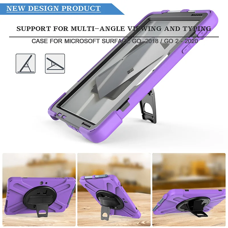 Hybrid tablet case with Wrist strap and shoulder belt for Microsoft Surface Go 2 2020 laptop cover