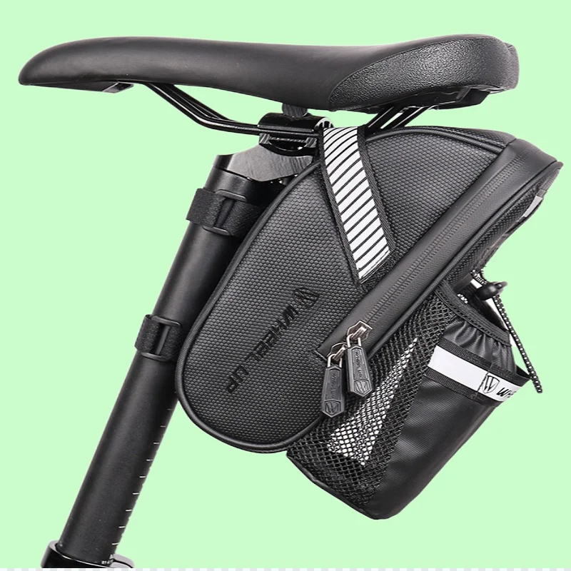 
Waterproof Bicycle Bag Reflective Design Seat Saddle Bag Bicycle Tail Bag With Pocket For Water Bottle Binding Water Cup 
