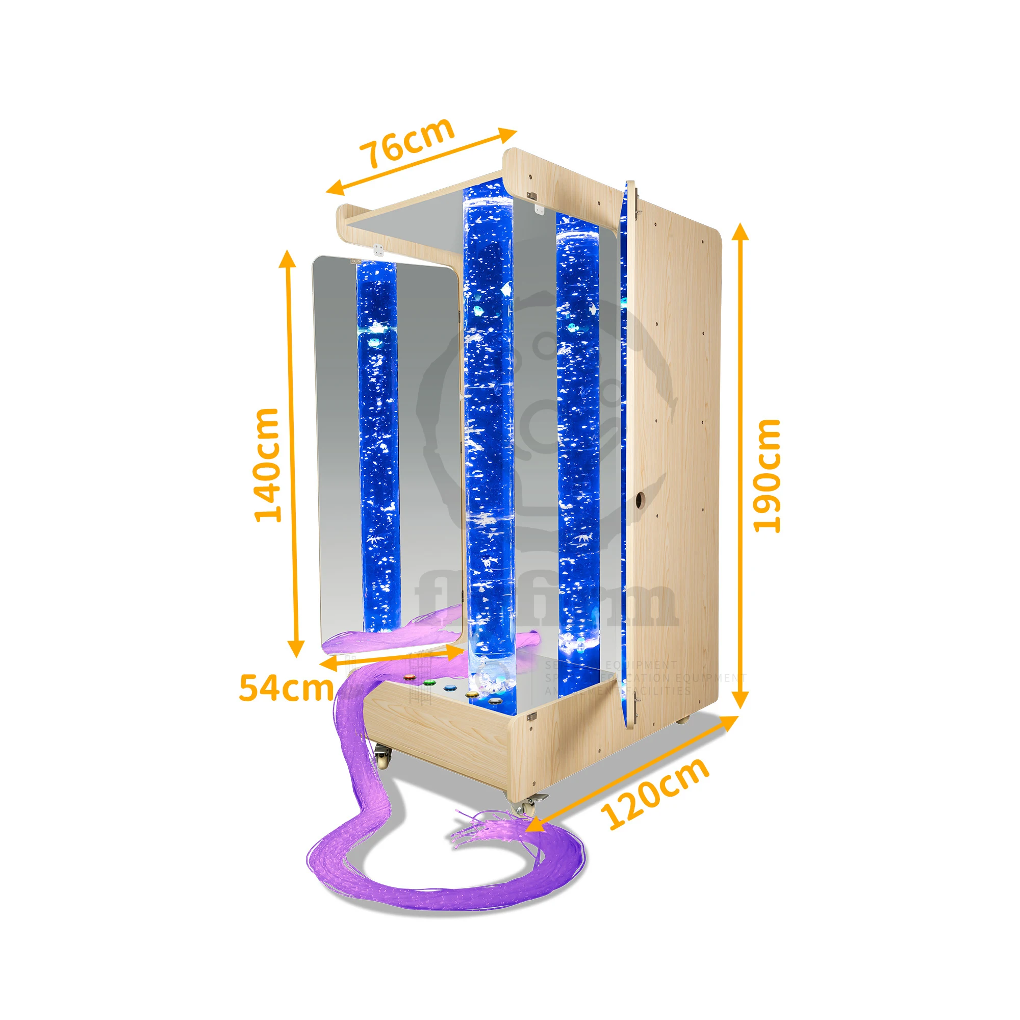 Flyfirm Multi-Functional Sensory Push Pull Cabinet Mobile Storage Unit with Bubble Column,Fiber Optic Lights for Therapy Rooms