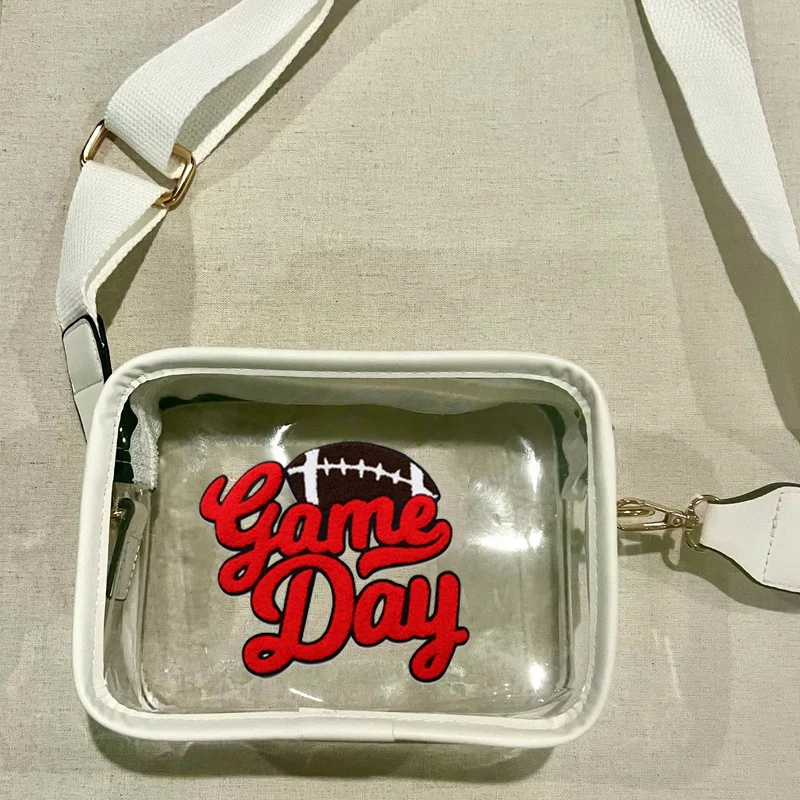 Wholesale Clear Bag Stadium Approved Transparent Concert Crossbody Purse Bags/Chenille Game Day Bag Custom