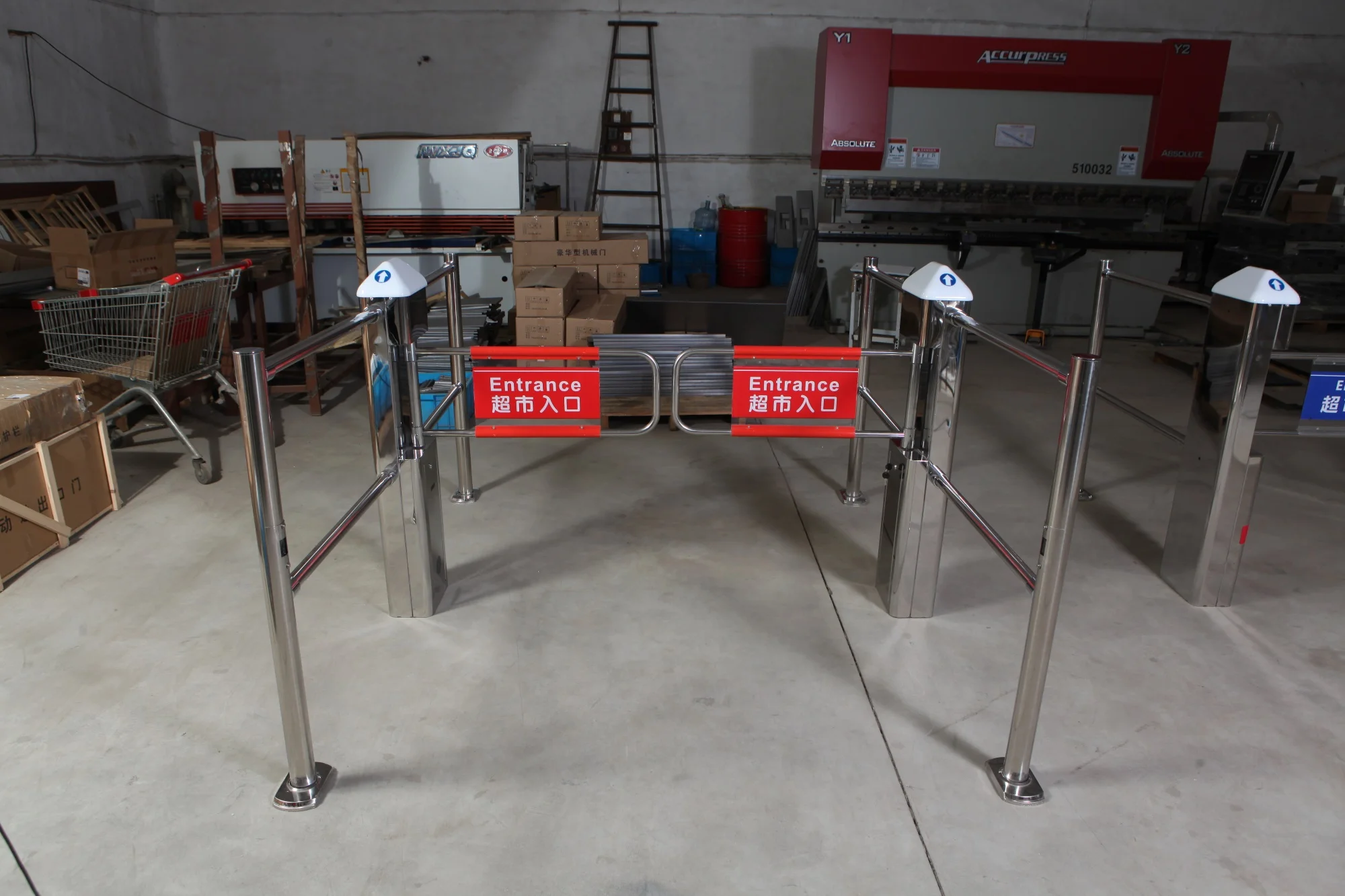 Custom Automatic Iron Commercial Supermarket Accessor Control Turnstile Supermarket Gate