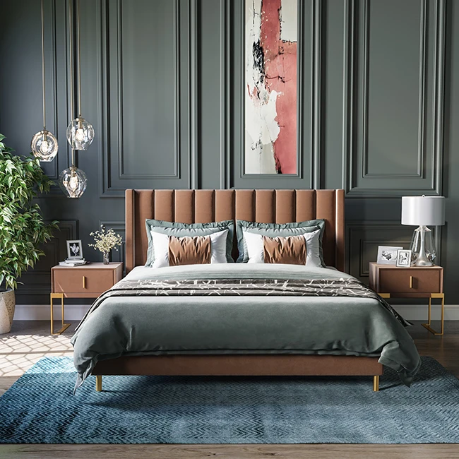 Mornadi Color New Product Fabric Luxury Design Modern King Size Bed