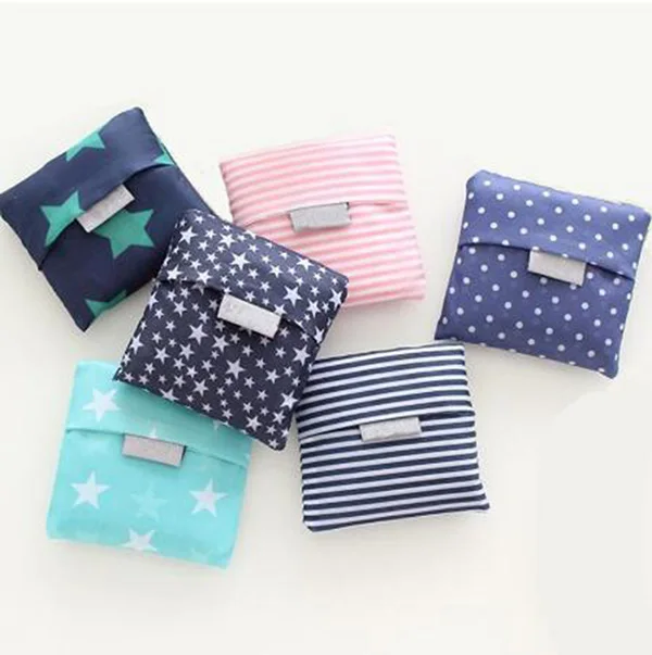 Printed Foldable Shopping Bag Folding Pouch Tote Handbag Oxford Cloth Portable Large Capacity Eco-Friendly Storage Bag