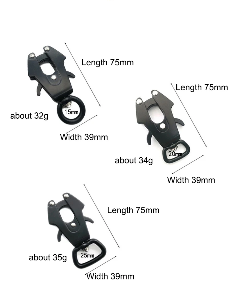 360 Degree Swivel Clip Heavy Duty Quick Release Dog Chain Buckle Dog Leash Frog Clip Black