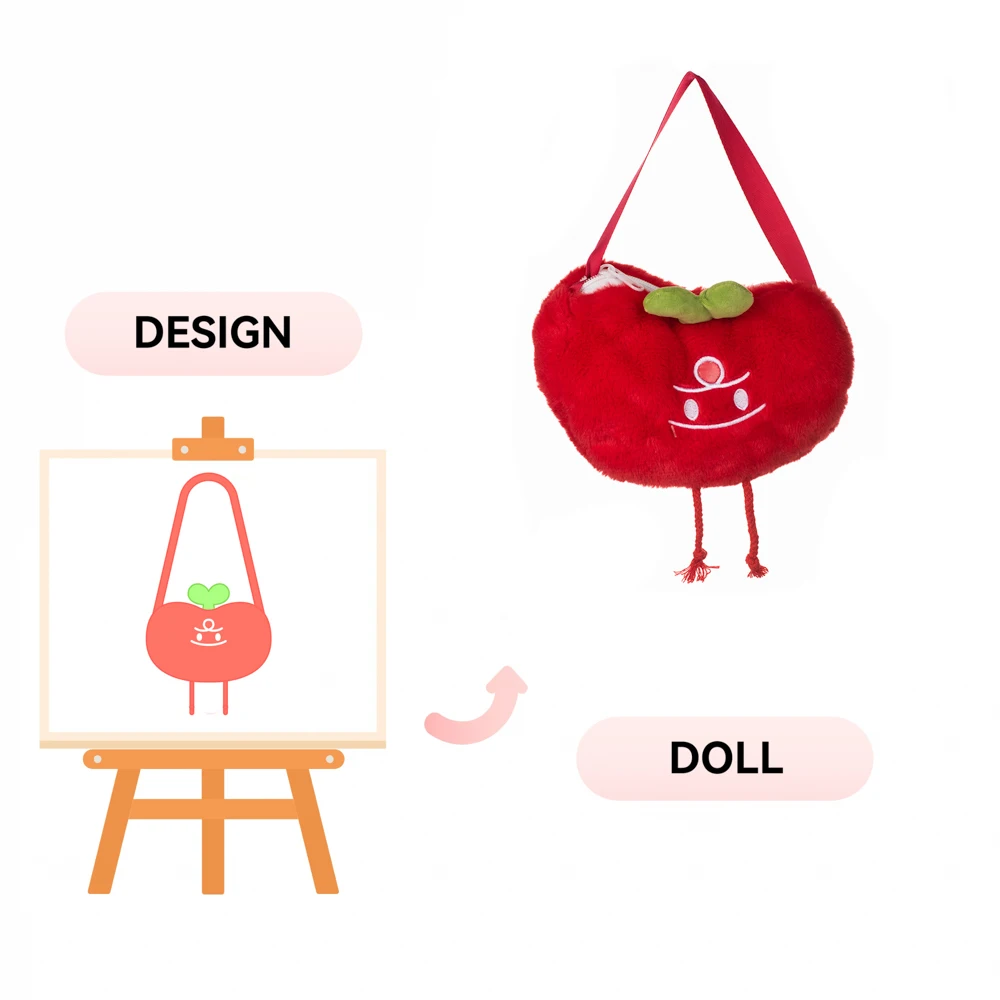 New arrival Tomato Crossbody Bag 100% polyester fibre material PP cotton stuffed plush bag