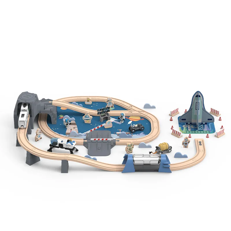 Kids Track Car Electric Railway Toy Set with Light Educational Puzzle Table Game Toys Model Racing Wooden Rail Train Toys