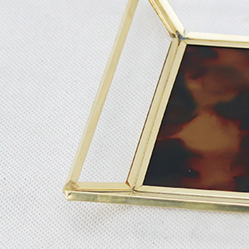 Decorative Rectangle Metal Gold  Glass Vanity Perfume Tray