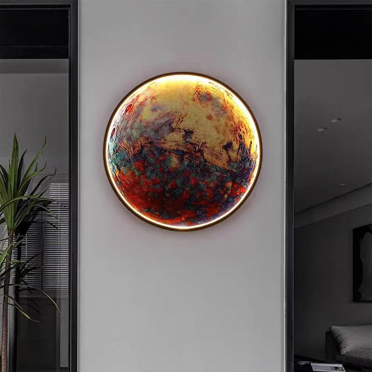 Moon Earth Wall Lamp Round Planet Master Bedroom Background Wall Bedroom Bedside Decorative Lamp