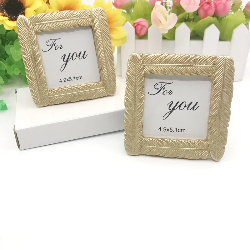 Elegant Gold Feather Picture Frames Wedding Favors Decorative Golden Plumage Place Card Holder Home Ornament