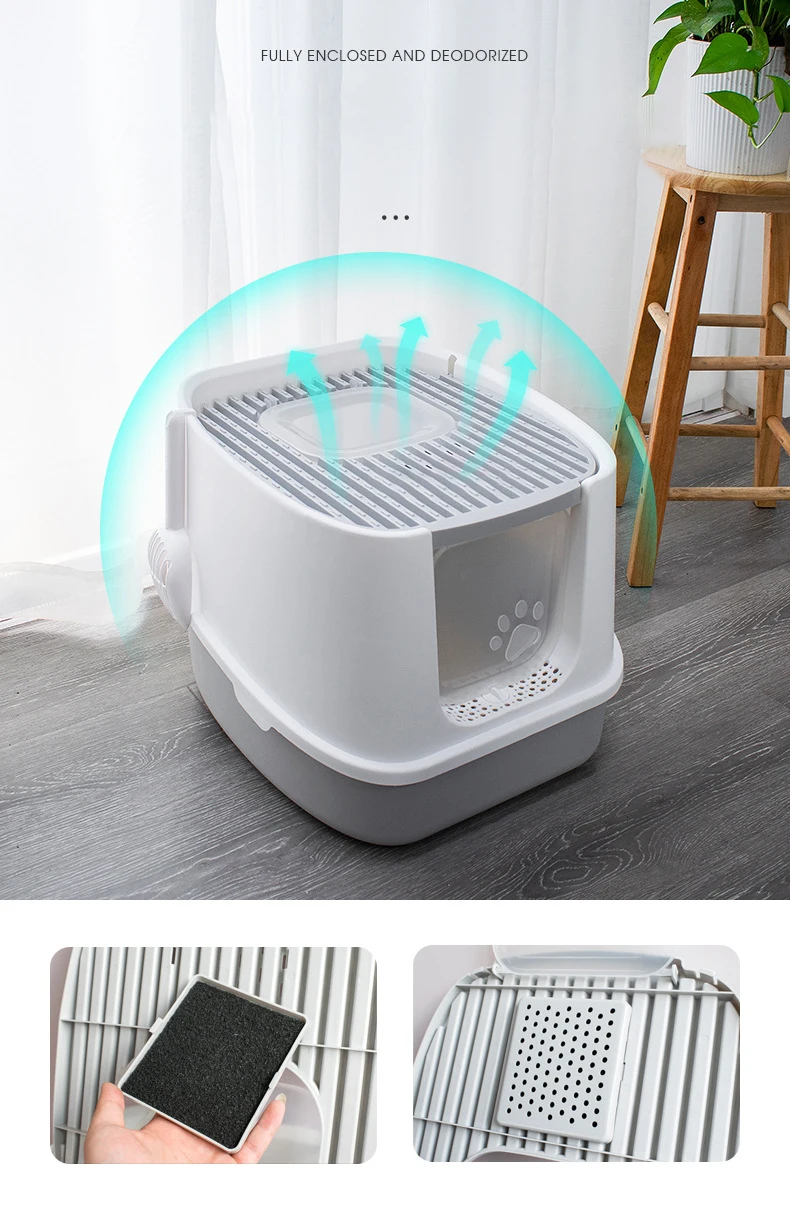 
Manufacturer wholesale Enclosed Anti Splash cat toilet luxury cleaning Cat Litter Box 