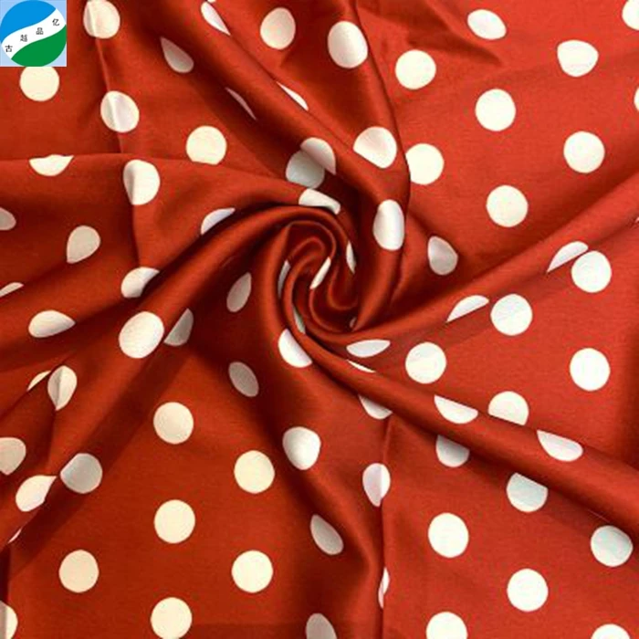 China wholesale stock lot polyester polka dot satin fabric for dress