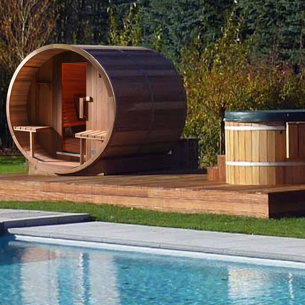 Barrel solid wood outdoor saunas for sale home sauna price 6 person outdoor sauna room