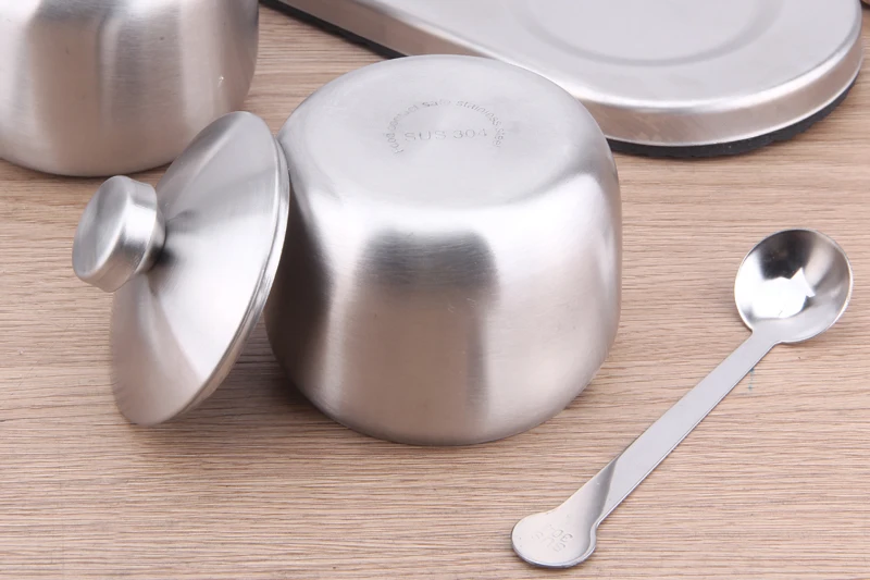 Kitchen 304 Stainless Steel Spice Jar Condiment Containers Set