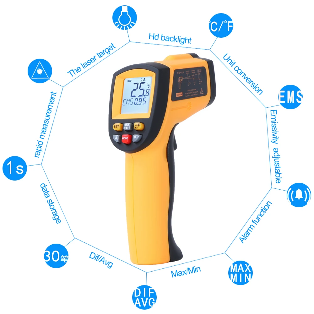 industrial thermometer Thermal Imager Handheld Digital Electronic Outdoor Non-Contact Laser Pyrometer Point Gun