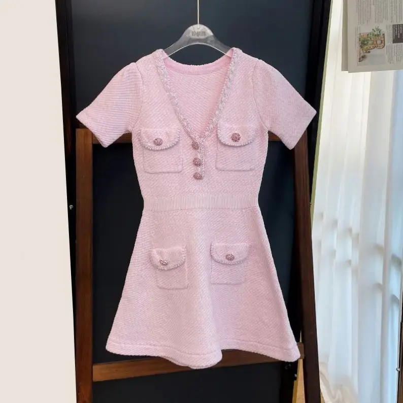 Bettergirl Autumn 2024 New Arrivals Knitted Dress Women Wool Casual Short Sleeve Sweater Dress Office Lady Wear Full Summer 1000