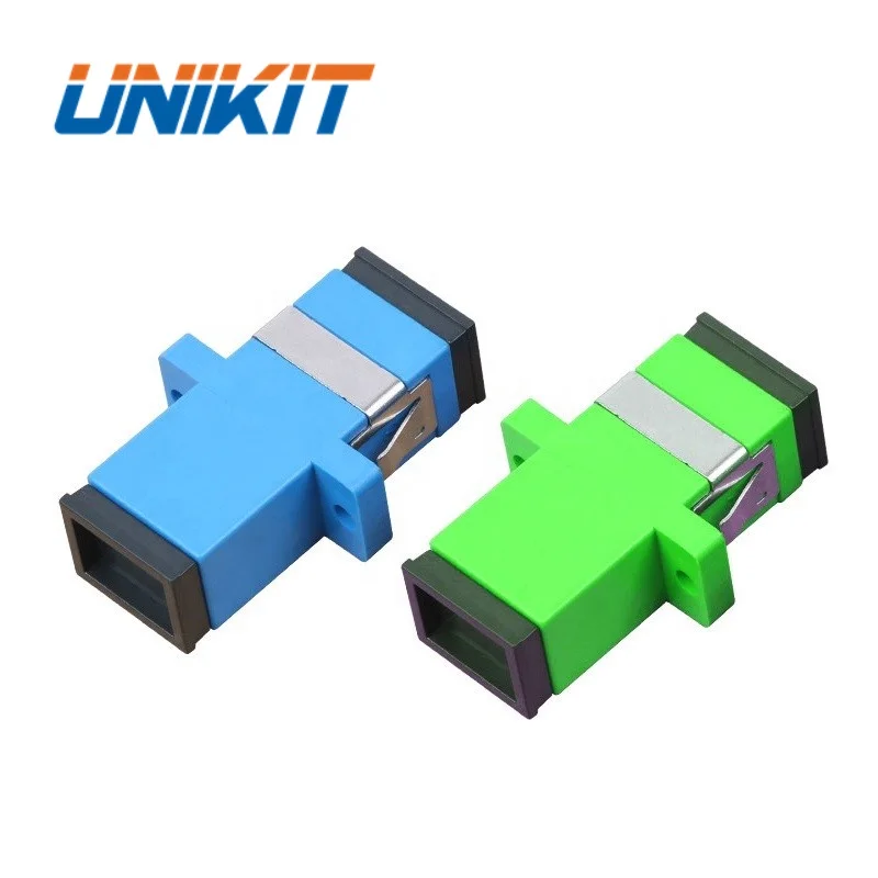 China Supplier SC Type Fiber Optic Adapter SC APC SM Simplex One-piece Adapter with Flange Optical Fiber Attenuator Coupler