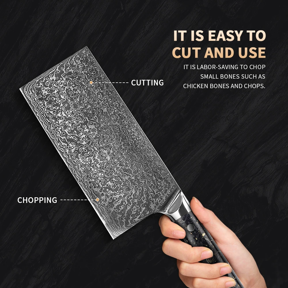 High Quality Damascus vg10 Steel Kitchen Chopping Boning Butcher Knives damascus chopper