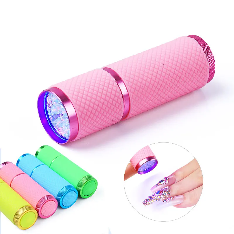 2022 Gel Curing Lamp Nail Polish Cure Light Mini Fast Nail Dryer 9 Led Uv Light Flashlight Mini Nail Lamp