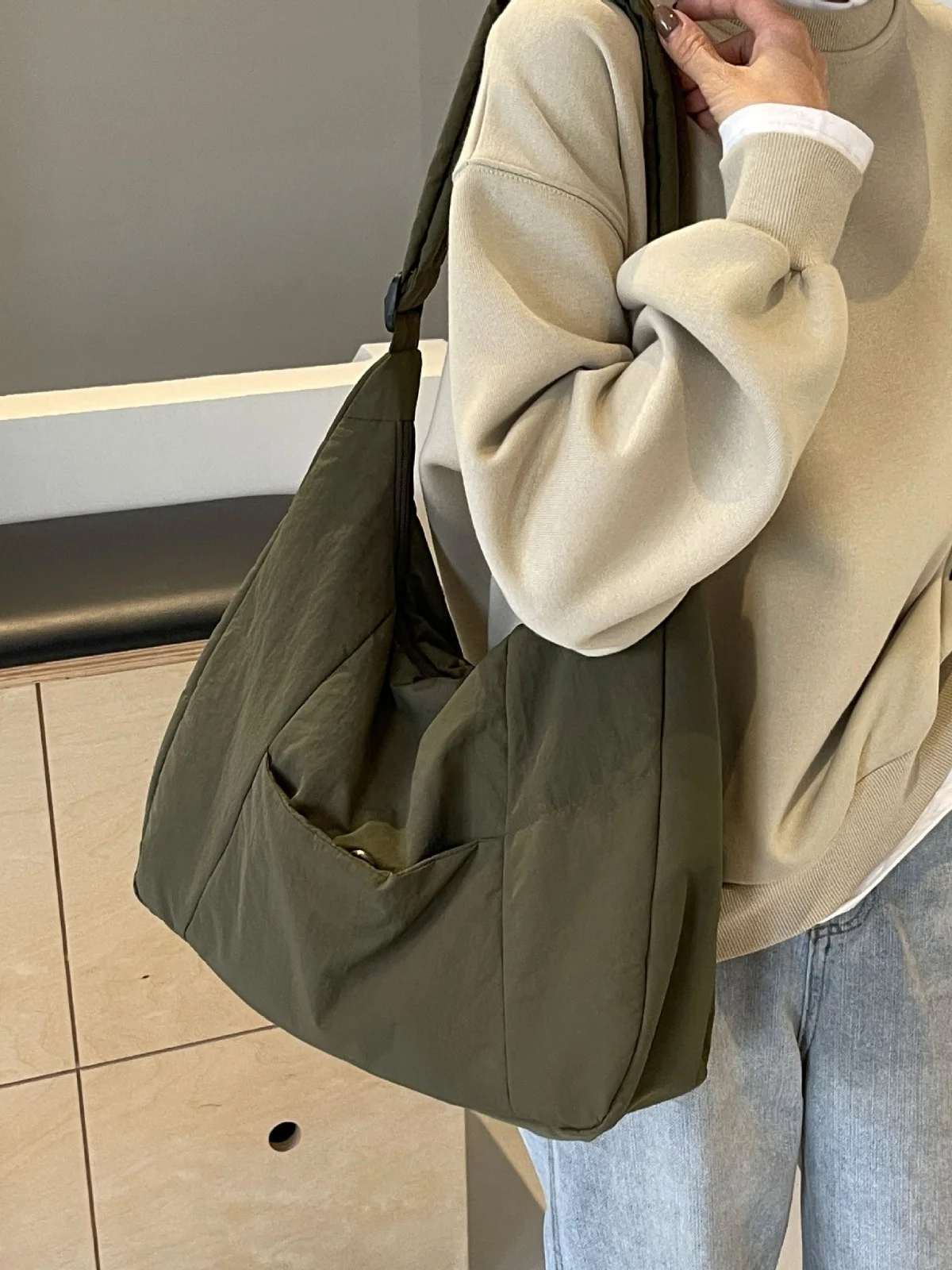 2024 new college students class work cotton-padded Tote single shoulder crossbody nylon cloth bag female