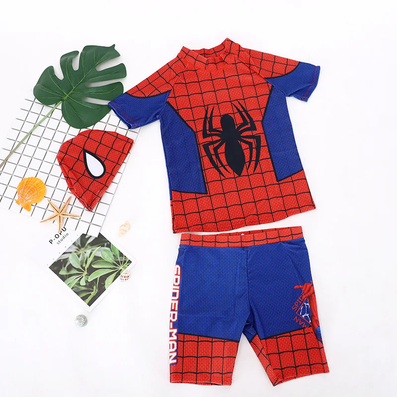 Spiderman Swimming Suit Baby Boys Swimwear Kids Pool Party Outfits with Hat