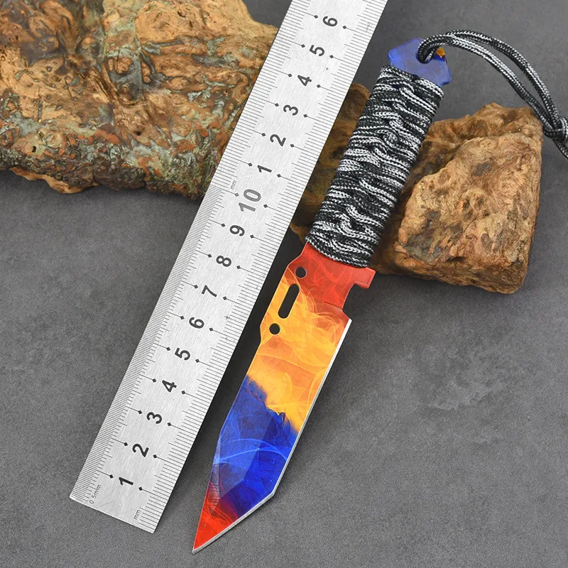 Tie Rope Stainless Steel Handle Outdoor Straight CSGO Knife Portable Hunting Survival Knife