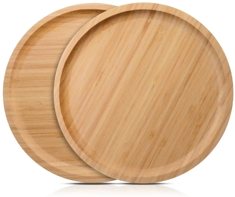 Wholesale Kitchen Round Bamboo Wood Dinnerware Tableware Dining Dish Dinner Serving Plates