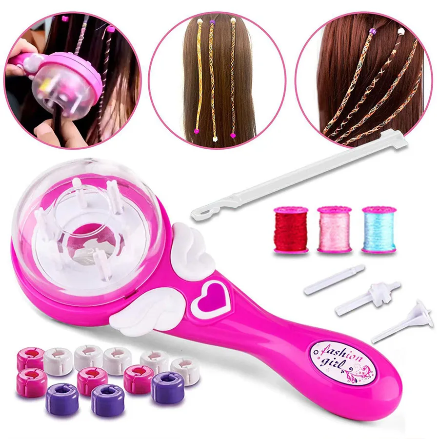 Girls Activity DIY Easy Braiding Kit Beads & Jewelry Play Set Automatic Hair Braider Machine Toys for Kids