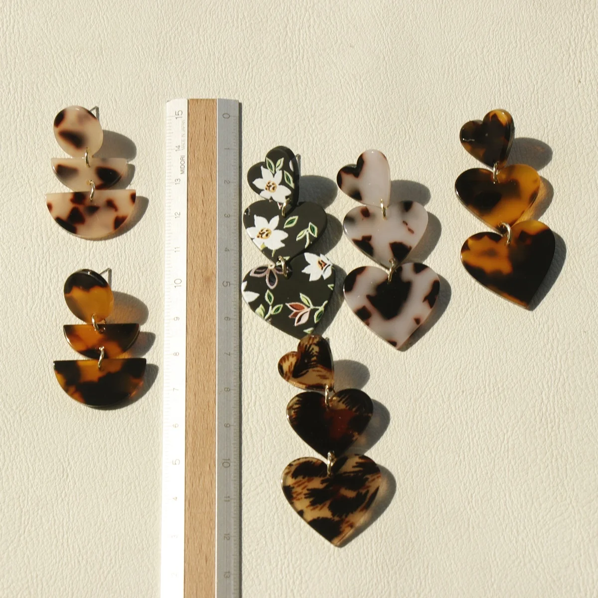 JUHU Acetate plate Jewelry wholesale Acrylic leopard print heart earrings for women 2022 fashion semicircle earrings trend 2022