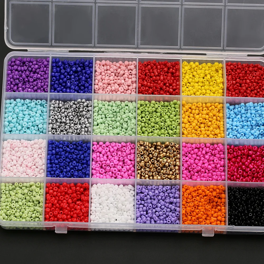 DIY 24 Grid Mix color Glass Seed Beads 4mm Seed Beads Jewelry Making Set For Bracelet Making Necklace Gift DIY Box For Kid women