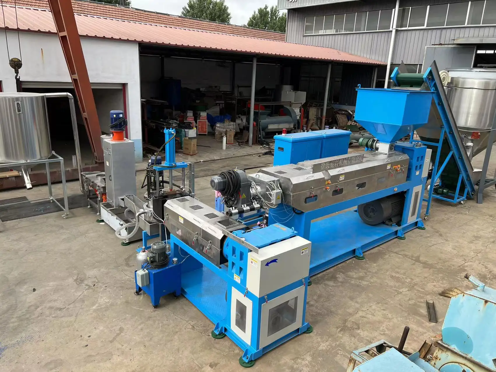 Water Ring Cutting  double stage plastic pp pe film agglomerator squeezer pelletizing granulation machine