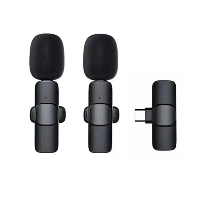 2023 New 1 Drag 2 Microphone Lavalier 2.4ghz 2 In 1 Portable Mini Microphone Wireless Recording Microphone For Iphone