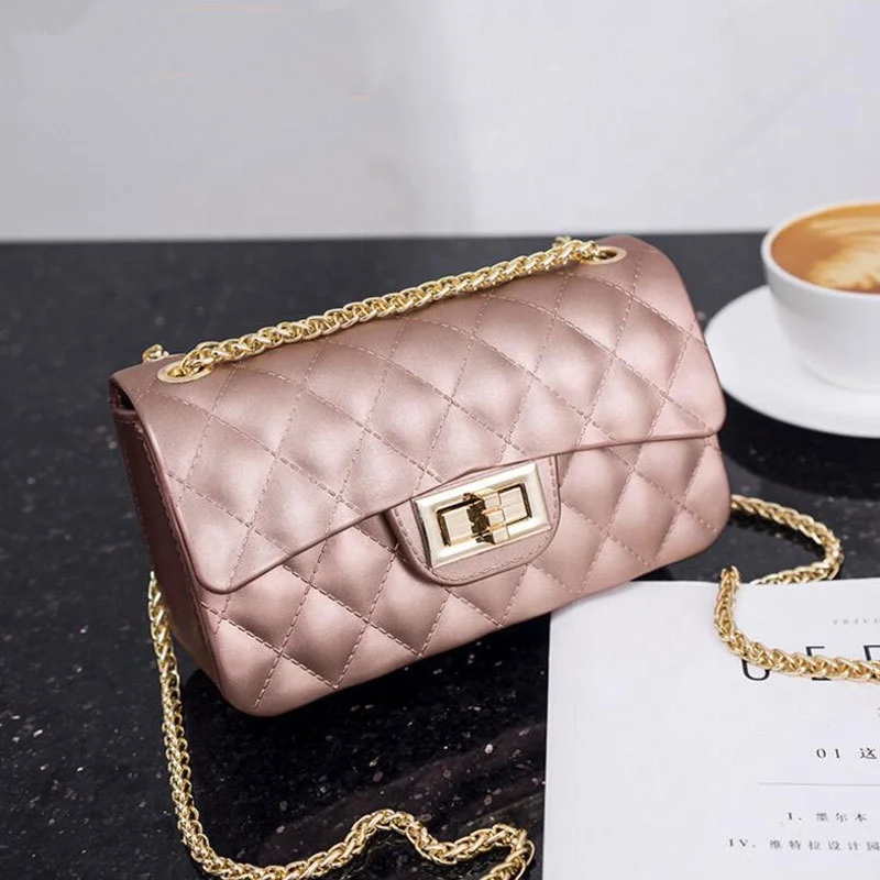 New Arrival Mini Colorful PVC Silicone Jelly Handbag Candy Shoulder Coin Purse Chain CrossBody Bags For Women