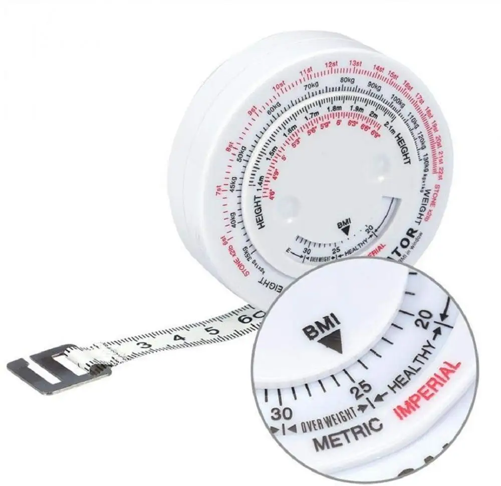 BMI Body Mass Index Retractable 1.5m Measuring Tape Diet Weight Loss Calculator Tape Measure Tools Logo Custom