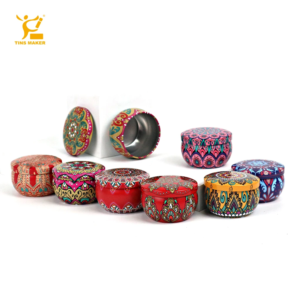 Tinsmaker Custom round Tin Can Recyclable Metal Candle Tin Jars with Black Plating for Tea and Food Cream Packaging