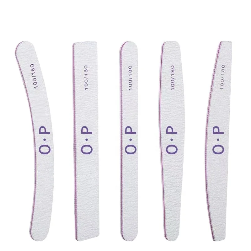 Профессиональные инструменты для полировки ногтей, пластиковая пилка для ногтей с зернистостью 100/180, квадратная пилка для ногтей с полумесяцем