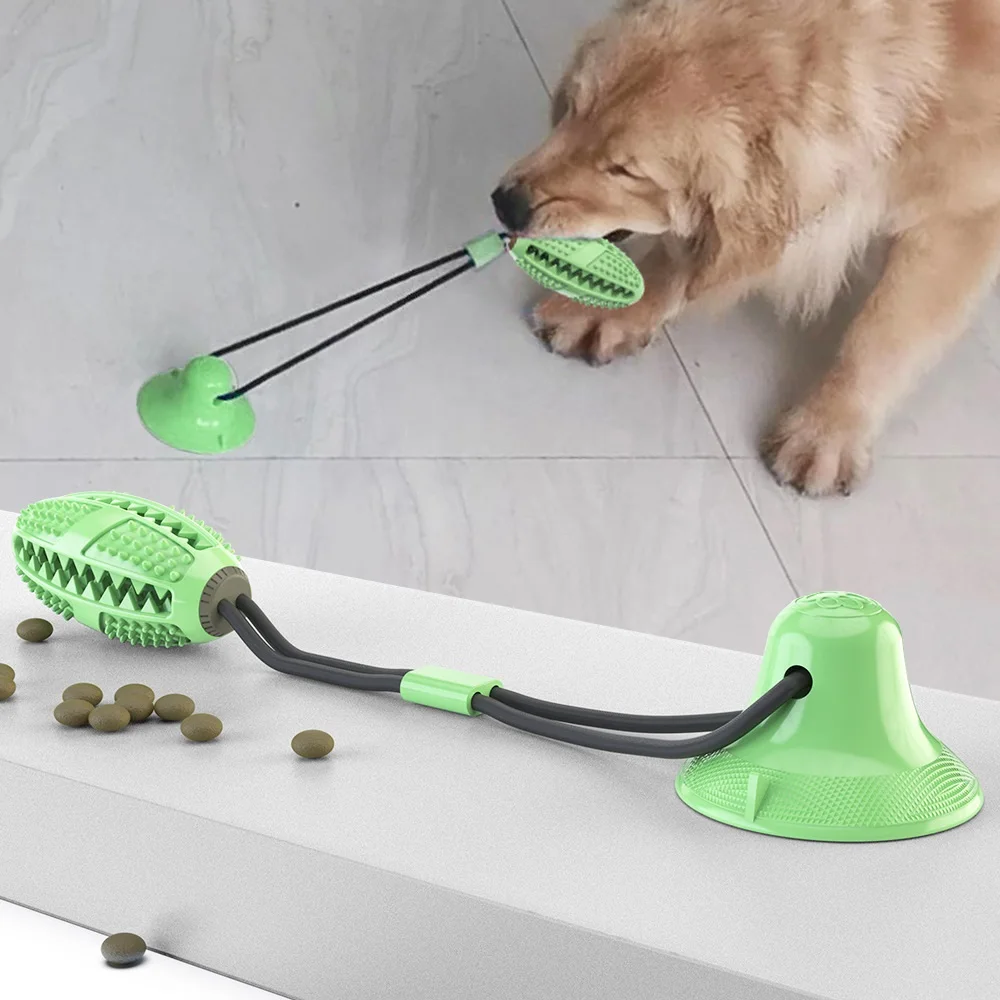 Dog Rope Ball Pull Toy Suction Cup Chew Tug Toys Squeak And Mute TPR