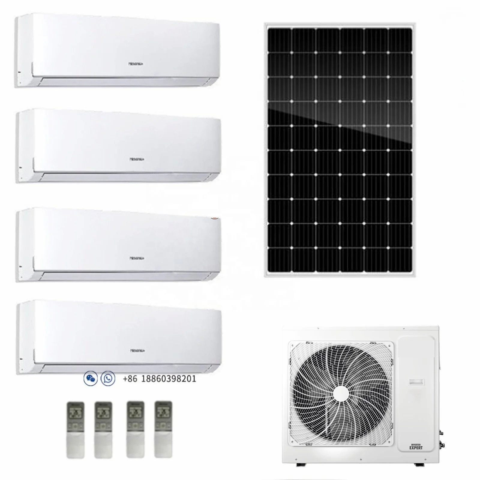On Grid Hybrid Solar Air Conditioner Muiti Zones Series AC 21SEER 50/60hz Household R410a 3 Years 900*340*1345 Electric,solar