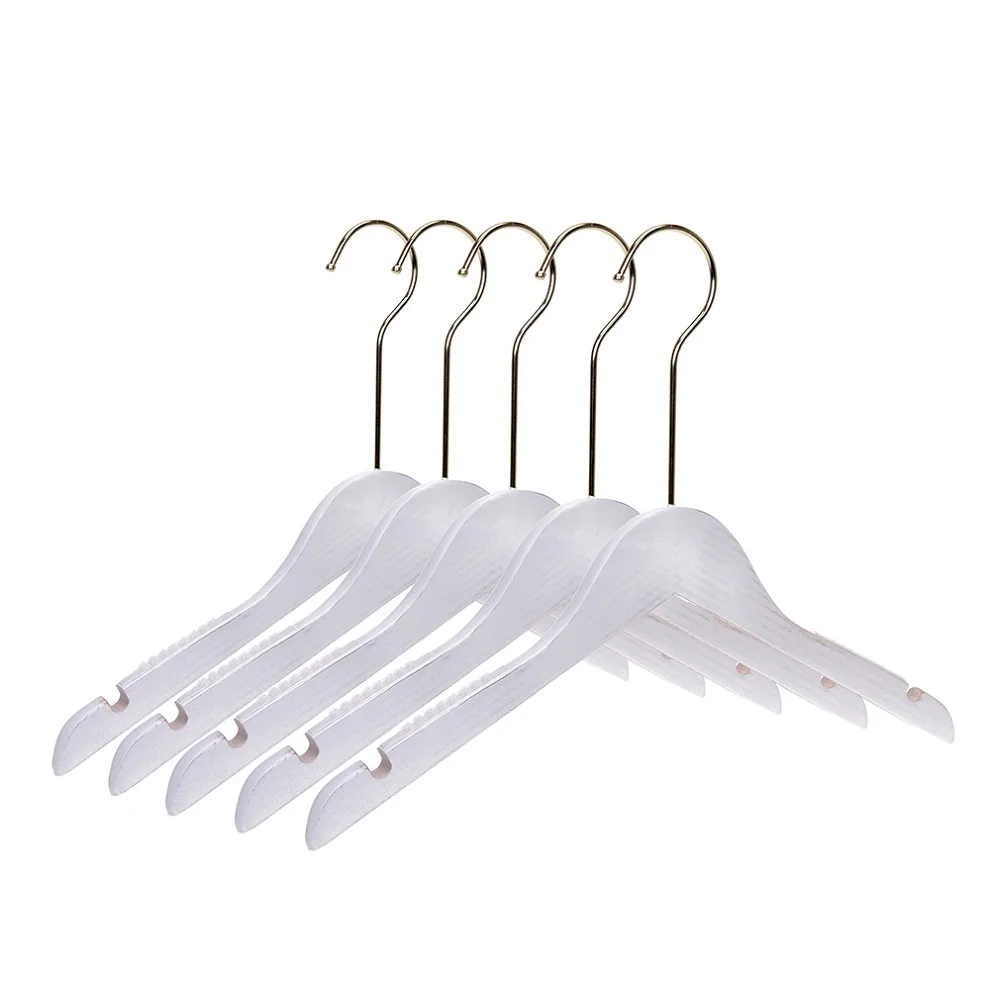Inspring RTS factory supply fashion long gold hook wooden hanger for shirts