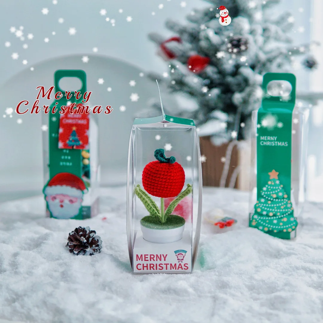 D103 Christmas Gift Handmade Crochet Yarn Christmas Tree Decoration Creative Gift Tiktok Hotsell Hand-crocheted Christmas Trees