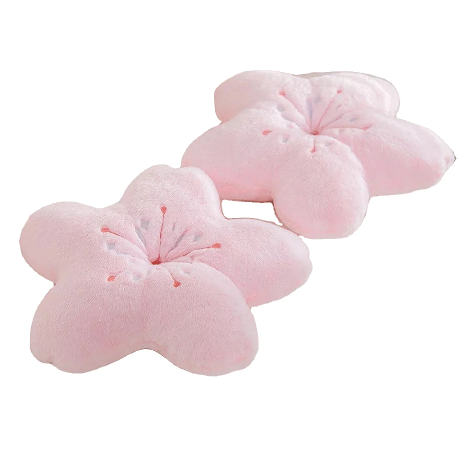 Kawaii Decorative Sakura Flower Shaped Plush Pillow cute pink cherry blossom plush pillow on chair or floor