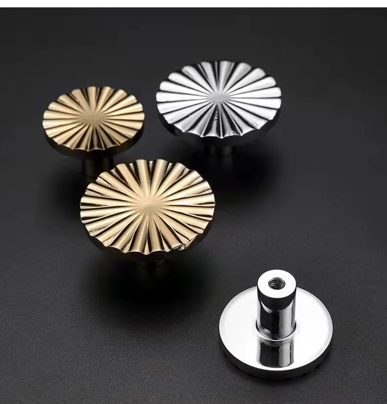 sunflowers semicircle round solid brass knob handle gold silver cabinet drawer furniture cupboard creative knob pull handles