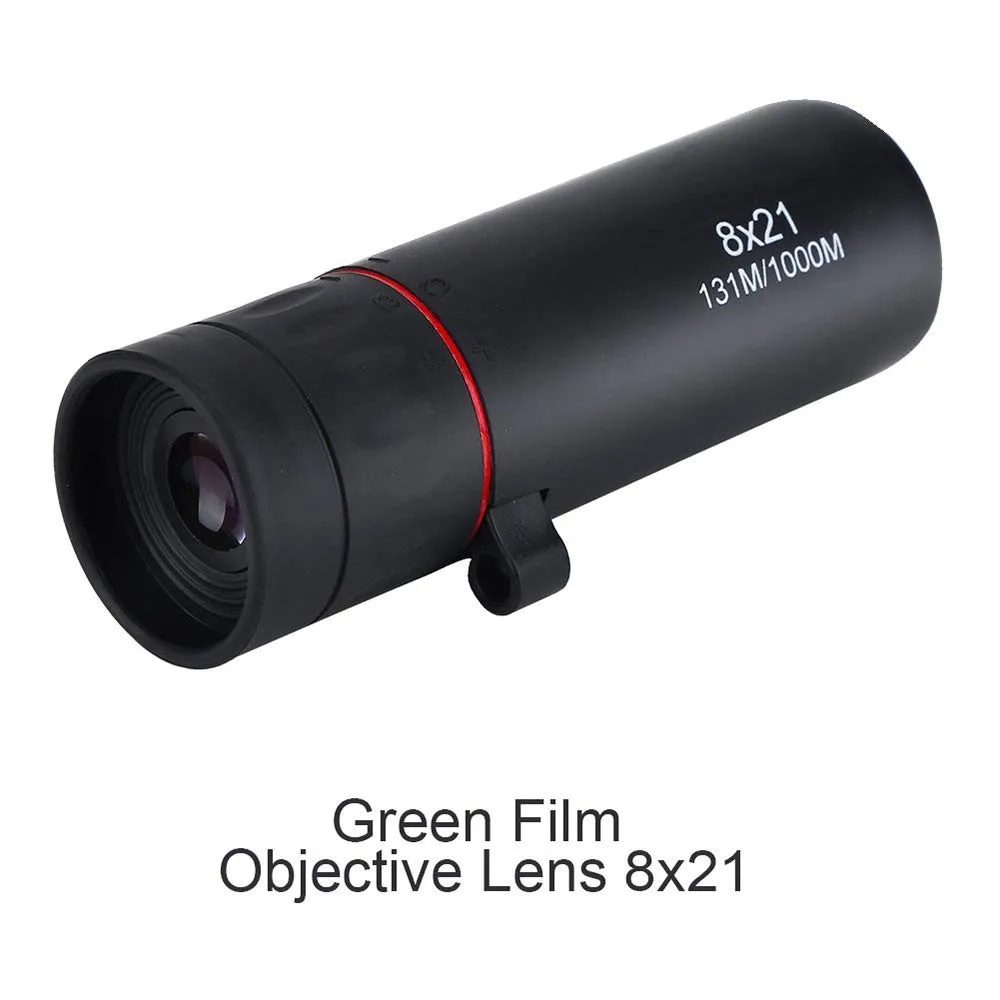 Portable Mini Monocular Telescope 8x21 High Power Monocular Scope, Waterproof Shockproof HD FMC Green Film Lens Monoscope